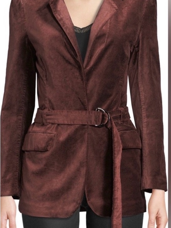 PAIGE Jackets & Blazers - PAIGE $450 Sorrenti Belted Velvet Blazer in Old Rose